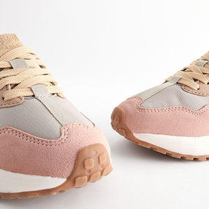 Pink/Grey Lace-Up Chunky Trainers