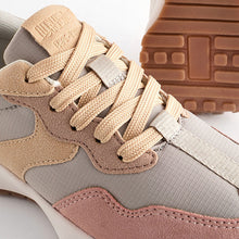 Load image into Gallery viewer, Pink/Grey Lace-Up Chunky Trainers
