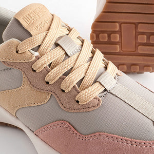 Pink/Grey Lace-Up Chunky Trainers