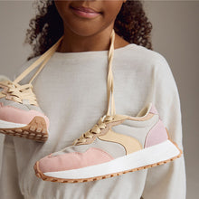 Load image into Gallery viewer, Pink/Grey Lace-Up Chunky Trainers
