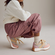 Load image into Gallery viewer, Pink/Grey Lace-Up Chunky Trainers
