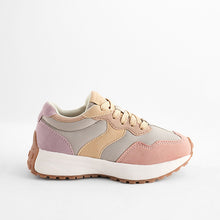 Load image into Gallery viewer, Pink/Grey Lace-Up Chunky Trainers
