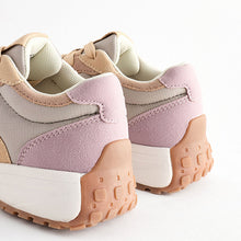 Load image into Gallery viewer, Pink/Grey Lace-Up Chunky Trainers

