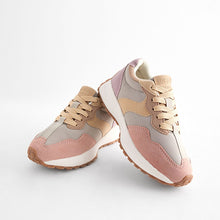 Load image into Gallery viewer, Pink/Grey Lace-Up Chunky Trainers
