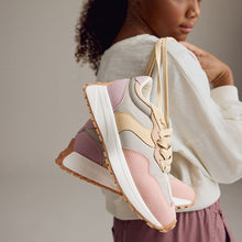Load image into Gallery viewer, Pink/Grey Lace-Up Chunky Trainers
