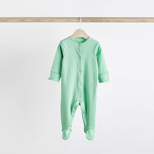 Load image into Gallery viewer, Green/Blue/Orange Baby Cotton Sleepsuits 3 Pack (0-1.5 to 2-yrs)
