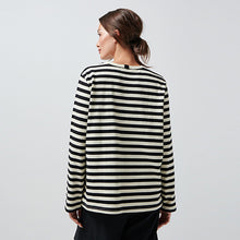 Load image into Gallery viewer, Black/Ecru Stripe Heavyweight Long Sleeve T-Shirt
