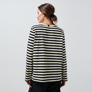 Black/Ecru Stripe Heavyweight Long Sleeve T-Shirt