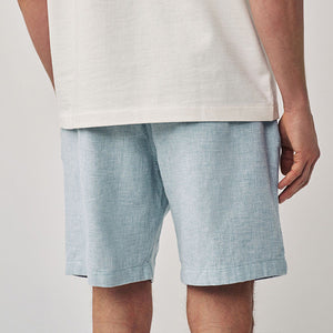 Blue Cotton Linen Dock Shorts