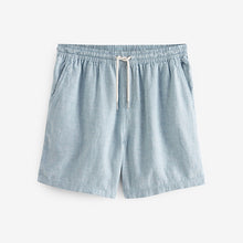 Load image into Gallery viewer, Blue Cotton Linen Dock Shorts
