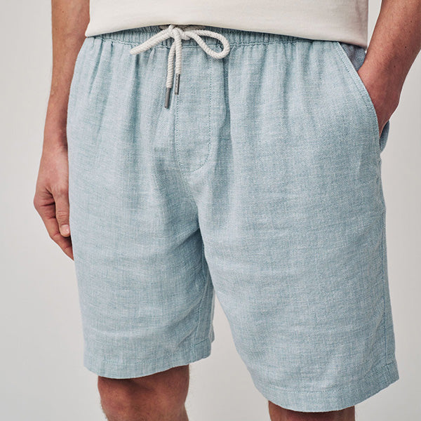 Blue Cotton Linen Dock Shorts