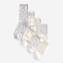 Load image into Gallery viewer, Grey/White Stars And Stripes Ankle Socks 4 Pack
