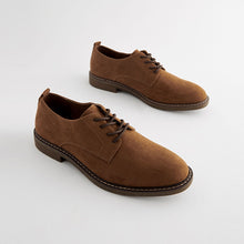 Load image into Gallery viewer, Tan Brown Suedette Derby Shoes
