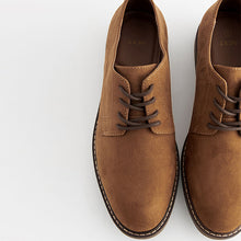Load image into Gallery viewer, Tan Brown Suedette Derby Shoes

