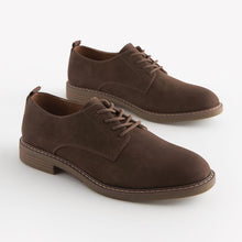 Load image into Gallery viewer, Brown Suedette Derby Shoes
