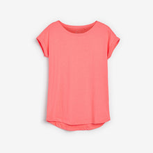 Load image into Gallery viewer, Fluro Coral Pink Round Neck Cap Sleeve T-Shirt

