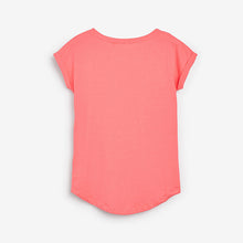 Load image into Gallery viewer, Fluro Coral Pink Round Neck Cap Sleeve T-Shirt
