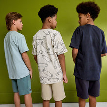 Load image into Gallery viewer, Black/Green/Cement Skateboard Textured 3 Pack Short Pyjamas
