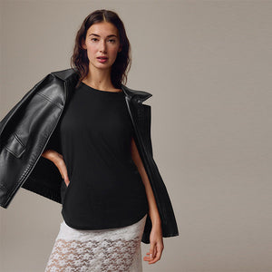 Black Cap Sleeve T-Shirt Top