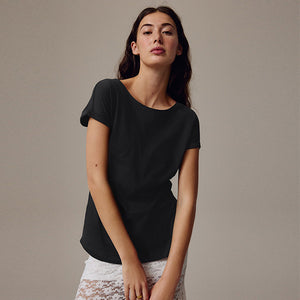 Black Cap Sleeve T-Shirt Top