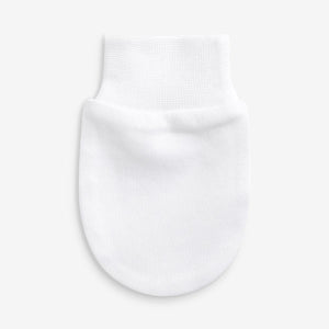 White Baby 3 Pack Cotton Scratch Mitts (one size)