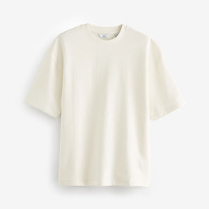 Ecru Texture Textured Relaxed Heavyweight 100% Cotton T-Shirt