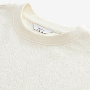 Ecru Texture Textured Relaxed Heavyweight 100% Cotton T-Shirt