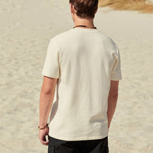 Load image into Gallery viewer, Ecru Texture Textured Relaxed Heavyweight 100% Cotton T-Shirt
