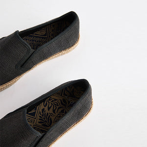 Black Textured Espadrilles