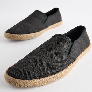 Black Textured Espadrilles