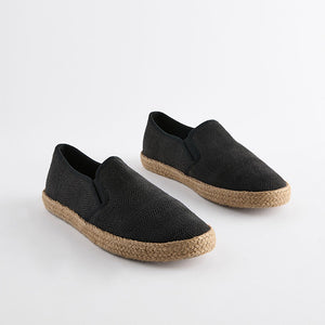 Black Textured Espadrilles