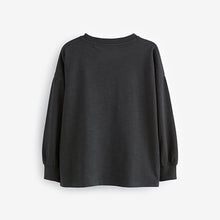 Load image into Gallery viewer, Charcoal Grey Sequin Rainbow Rolling Stones 100% Cotton Long Sleeve T-Shirt (3-12yrs)
