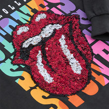 Load image into Gallery viewer, Charcoal Grey Sequin Rainbow Rolling Stones 100% Cotton Long Sleeve T-Shirt (3-12yrs)

