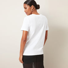 Load image into Gallery viewer, White Short Sleeve Embellished Pocket T-Shirt
