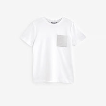 Load image into Gallery viewer, White Short Sleeve Embellished Pocket T-Shirt
