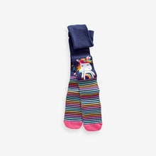 Load image into Gallery viewer, Pink and Navy 3 Pack Cotton Rich Unicorn Tights
