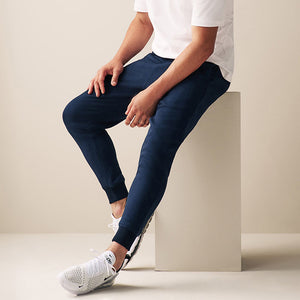 Navy Slim Fit Cotton Blend Cuffed Joggers