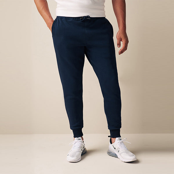 Navy Slim Fit Cotton Blend Cuffed Joggers