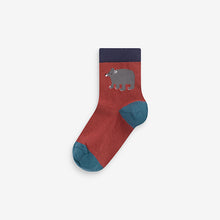 Load image into Gallery viewer, Brown Animal Stripe Cotton Rich Socks 7 Pack
