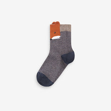 Load image into Gallery viewer, Brown Animal Stripe Cotton Rich Socks 7 Pack
