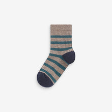 Load image into Gallery viewer, Brown Animal Stripe Cotton Rich Socks 7 Pack
