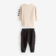 Load image into Gallery viewer, Tan Brown Monsters 2 Pack Long Sleeve T-Shirt And Joggers Set (3mths-6yrs)
