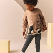 Load image into Gallery viewer, Tan Brown Monsters 2 Pack Long Sleeve T-Shirt And Joggers Set (3mths-6yrs)
