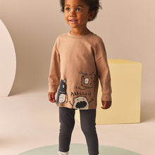 Load image into Gallery viewer, Tan Brown Monsters 2 Pack Long Sleeve T-Shirt And Joggers Set (3mths-6yrs)
