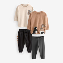 Load image into Gallery viewer, Tan Brown Monsters 2 Pack Long Sleeve T-Shirt And Joggers Set (3mths-6yrs)
