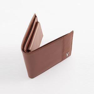 Tan Brown Leather Stag Badge Wallet