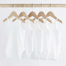 Load image into Gallery viewer, White White 5 Pack Strappy Vest Bodysuits (0mth-3yrs)
