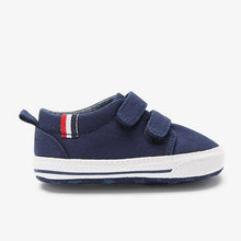 Load image into Gallery viewer, Navy Two Strap Pram Shoes (0-12mths)
