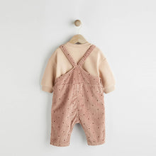 Load image into Gallery viewer, Pink Spot Baby 2pc Baby Dungaree &amp; Bodysuit Set (0mths-12-18mt)
