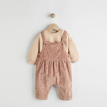 Load image into Gallery viewer, Pink Spot Baby 2pc Baby Dungaree &amp; Bodysuit Set (0mths-12-18mt)
